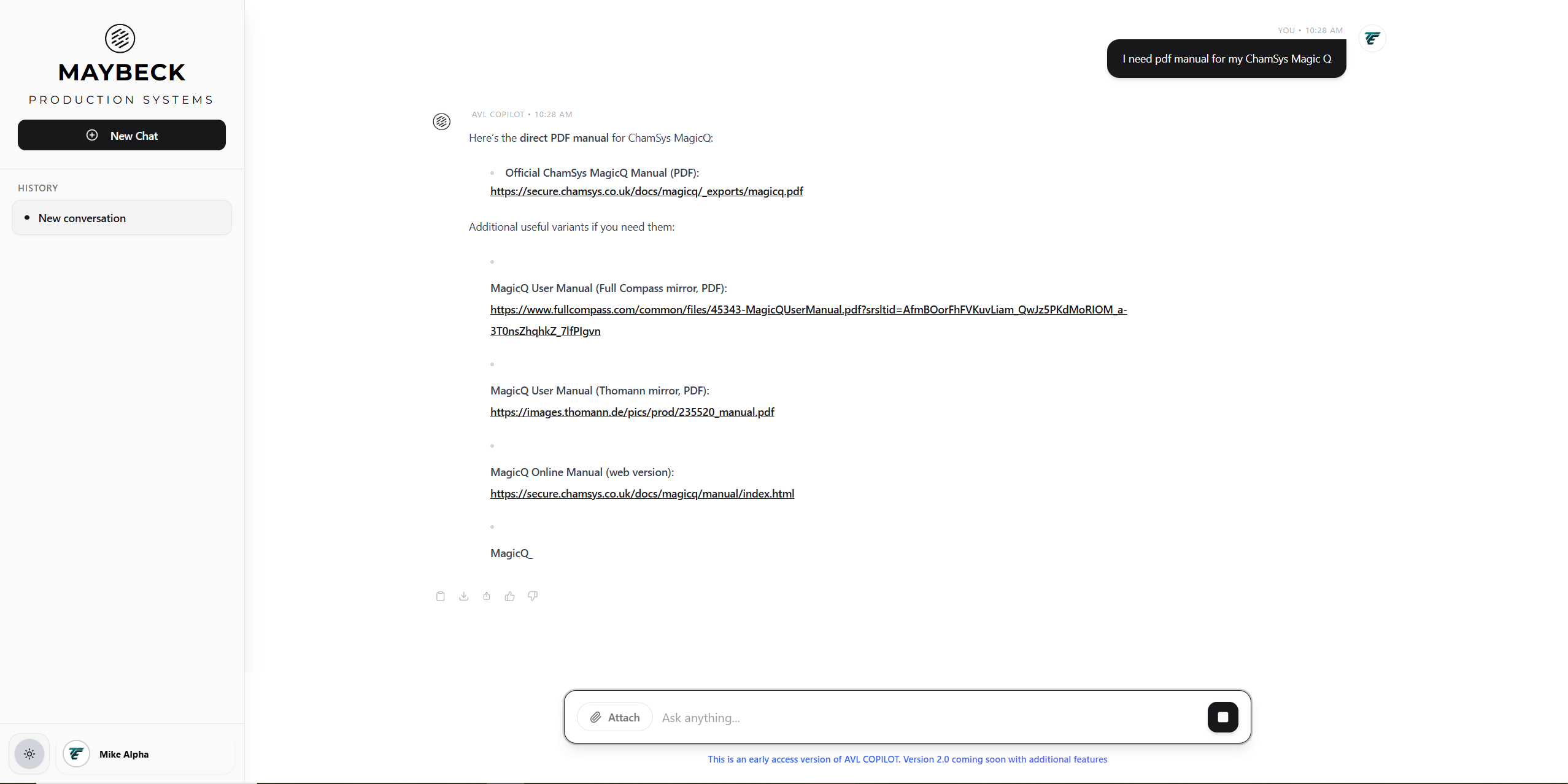 AVL Copilot Streaming Response